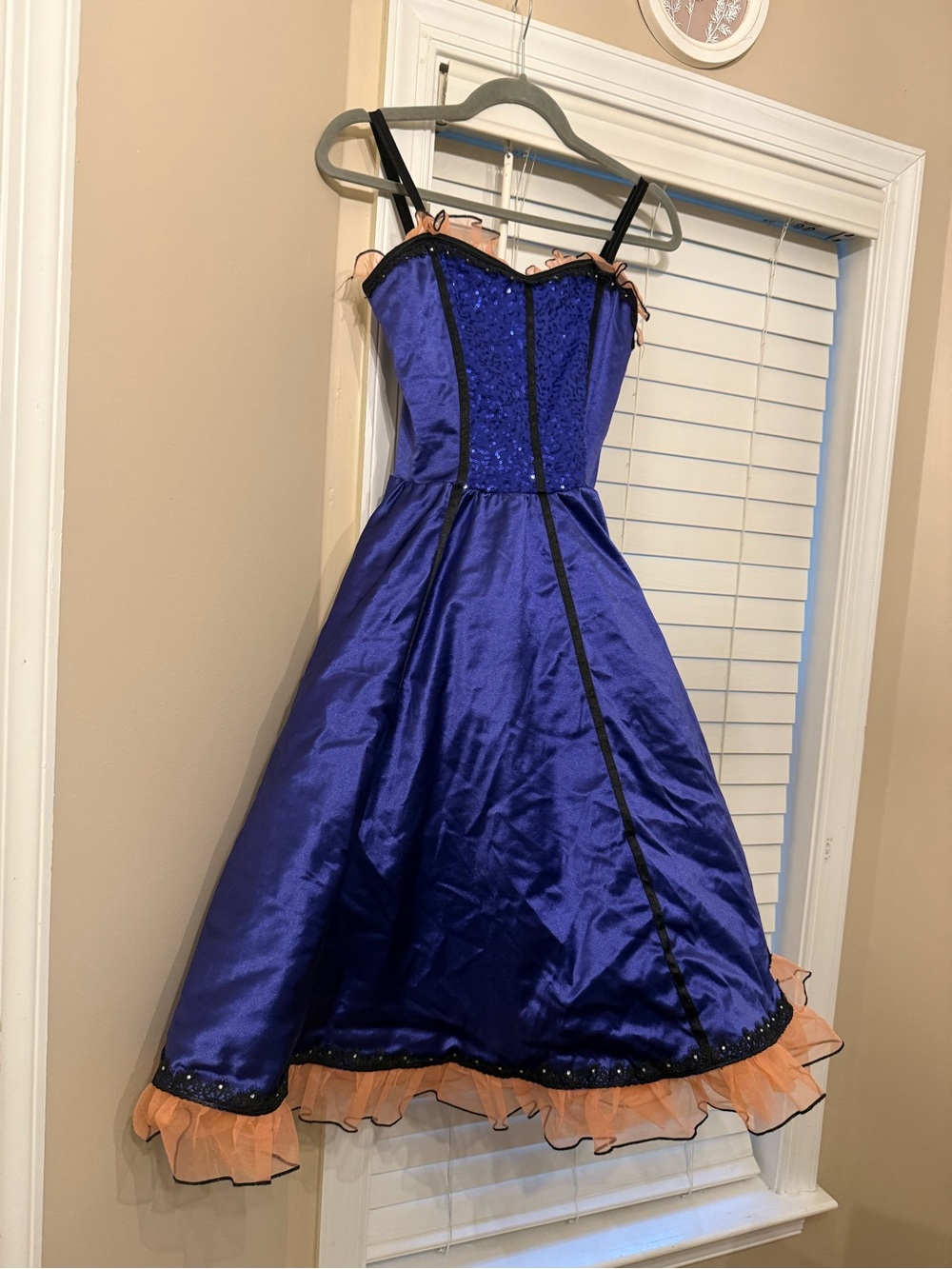 Weissman Blue and Peach Satin dance costume